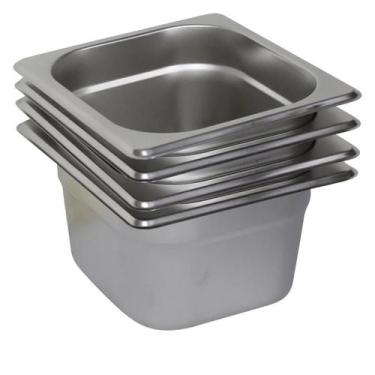 Imagem de 4 Cubas Gastronômica Buffet GN 1/6 100mm Aço Inox Sem Alça - BONSUCESS