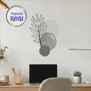 Imagem de Adesivo Floral Boho Cinza Estilo Nórdico 50x35 Minimalista Mod.02