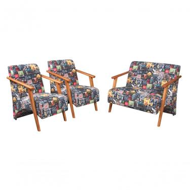 Imagem de Conjunto De Poltronas E Namoradeira Venus Retro Bar 107 Madeira Maciça Estampada Unidecor