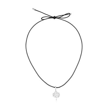 Imagem de Cordão Algodão Com Pingente Flor De Algodão Revestido Em Prata