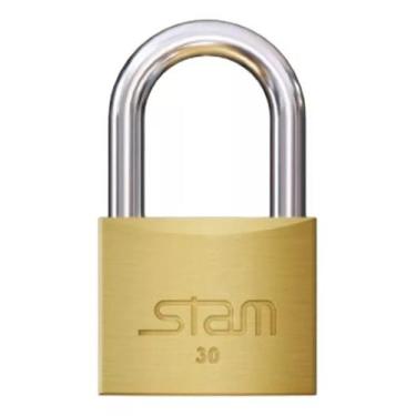 Imagem de Cadeado Chave Latão Maciço Stam 30mm Não Enferruja Resistente Robusto 