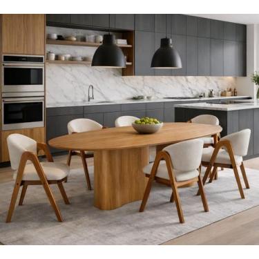 Imagem de Mesa de Jantar Aracaju 6 Lugares 1.80m Design Orgânico com Cadeiras Co