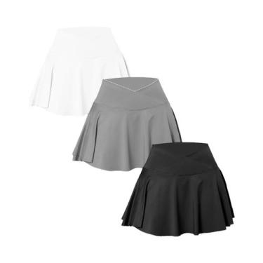 Imagem de Saia Plissada Feminina 3 Em 1 Com Cintura Alta E Bolsos Tipo Corset Pa