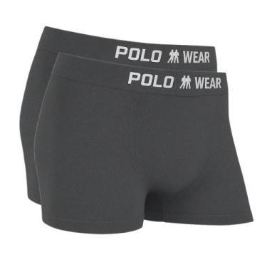 Imagem de Kit 2 Cuecas Boxer Premium Poliamida Lisa - Polo Wear Cor:ChumboTamanh