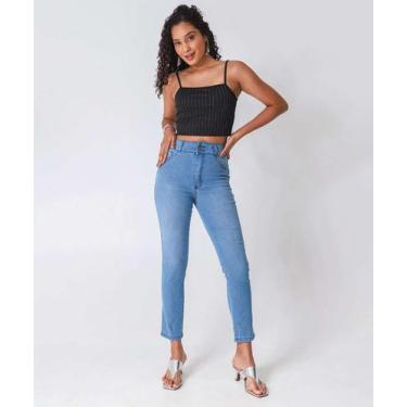 Imagem de Calça Jeans Skinny Feminina Strass Azul-04013 - Akiyoshi, 38, Jeans az