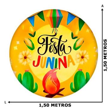 Imagem de Painel Festa Junina Premium Sublimado Redondo Grande com Elástico 1,5 