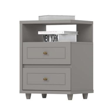 Imagem de Mesa de Cabeceira Americano 2 Gavetas - Móveis Henn, Cinza