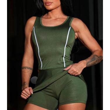 Imagem de Macaquinho Feminino Fitness com Saia Sobreposta e Modelagem Anatômica 