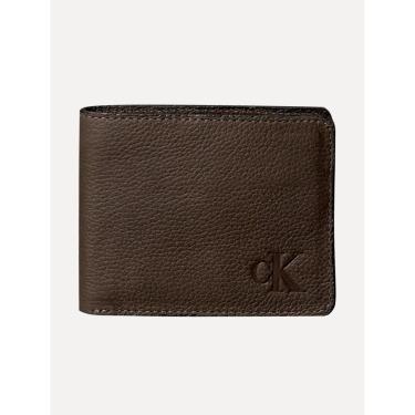 Imagem de Carteira Calvin Klein Jeans Couro Média CKJ Floater Queima Marrom Café-Masculino