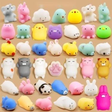 Imagem de Squishy Mochi Antiestresse Kit 10 Bichinho Macio de Apertar Relaxante Não Comestível OEM