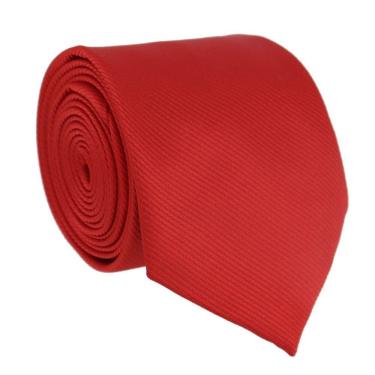 Imagem de Gravata Slim Social OEM Listrada em 100% Poliéster 140cm X 5cm Vermelho para Casamento e Eventos Masculino