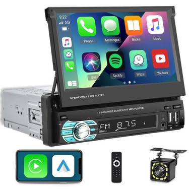 Imagem de Estéreo para carro EKAT Single Din Flip Out 7" com Carplay sem fio