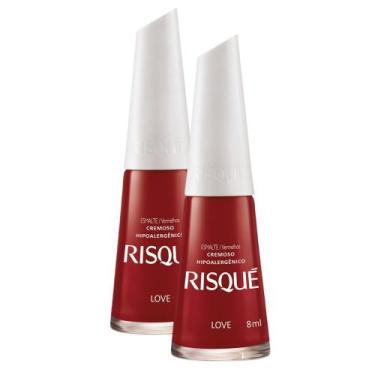 Imagem de Kit 2 Esmalte Risqué Cor Love Hipoalergênico com 8ml