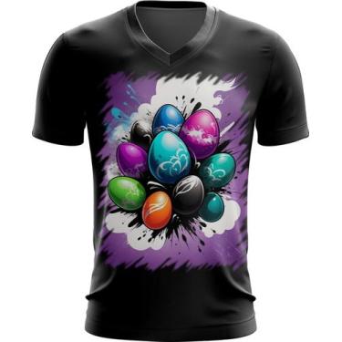 Imagem de Camiseta Gola V de Ovos de Páscoa Artísticos 16 - Kasubeck Store, INF 