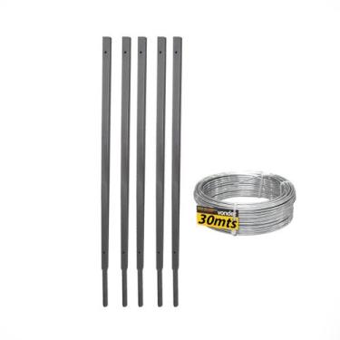Imagem de Kit 05 suporte haste concertina 30cm chumbar p/15 metros - DIVERSAS