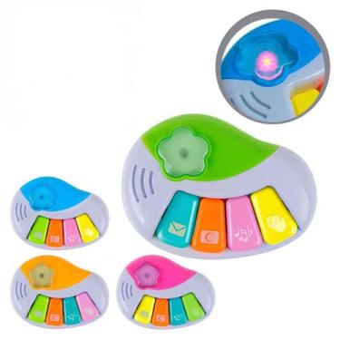 Imagem de Brinquedo Musical Bebê Luz Som Pianinho Colorido - zein, Amarelo