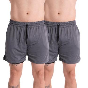 Imagem de 2 Shorts Academia Masculino 2em1 Dryfit com ProteçãoUV Bolso Oculto Be