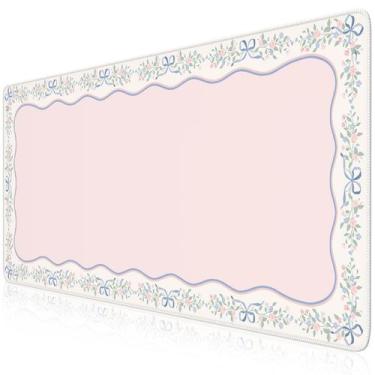 Imagem de iCasso Alfombrilla XXL Rosa para Escritorio 90x40 cm Suave Antidesliza