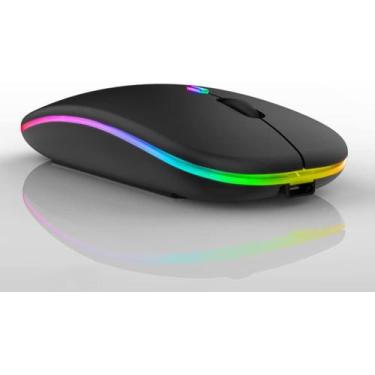 Imagem de Mouse Sem Fio Recarregável Wireless Led Rgb Colorido Ergonômico Usb 2.