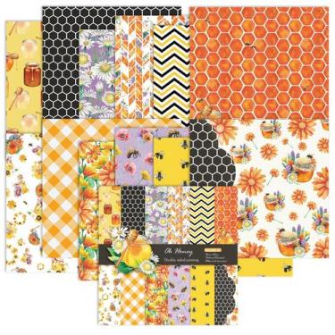 Imagem de Papel de scrapbook Kammo Yellow Bee Pattern 30x30cm 24 folhas - iKammo