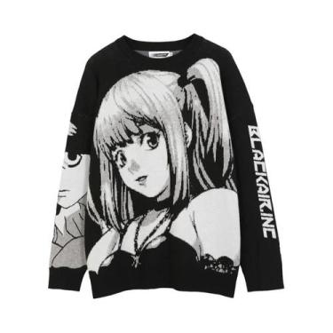 Imagem de Suéter Masculino Vintage Estilo Japonês, Anime, Menina, Algodão, Hip H