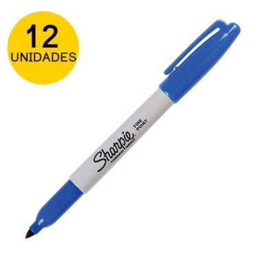 Imagem de Caneta Marcador Permanente Sharpie Fina Caixa C/12, Azul