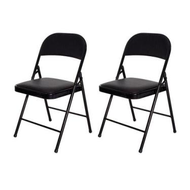 Imagem de Kit 2 Cadeiras Dobrável De Bar Restaurante De Ferro Aço Assento Almofa