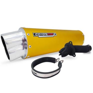Imagem de Escape / Ponteira Coyote RS5 Boca 8 Aluminio Oval Dourado - Falcon 400