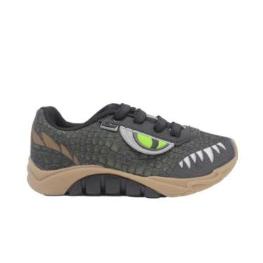 Imagem de Tênis infantil masculino kidy fantoche, Preto, Verde, Castanho, 27