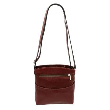 Imagem de Bolsa Feminina Couro Transversal Casual Bls287 - Doras Bolsas, Vermelh