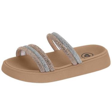 Imagem de Chinelo Papete Infantil Menina Fácil Calce Strass Molekinha, Cristal, 