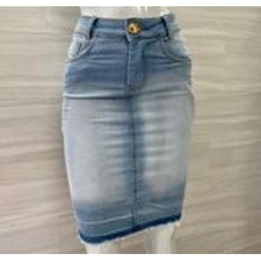 Imagem de saia jeans claro Bella mulher