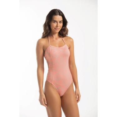 Imagem de Maiô Gil Estampado  - Cor De Cacau, P, Zebra coral