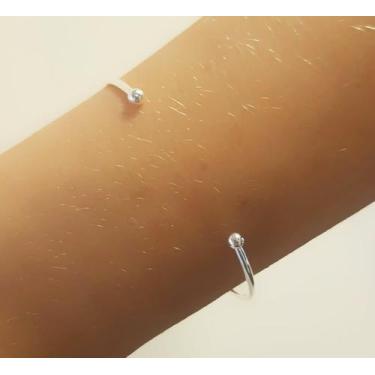 Imagem de Bracelete Aberto com  Bolinhas Lisa 0.3 cm Banhado a Prata  - Almadine