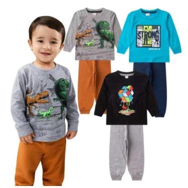 Imagem de Conjunto Infantil Meia Estação Menino Calça Moletom Peluciado E Camise