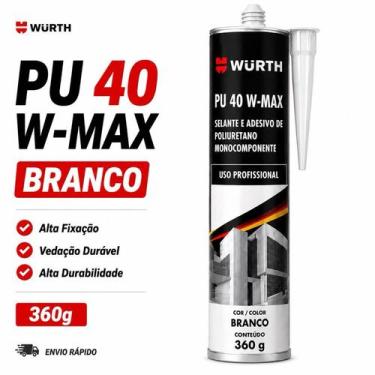 Imagem de PU 40 Cola Selante para Vedação 400g Branco, Cinza, Preto Wurth, BRANC