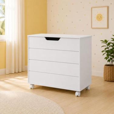 Imagem de Baú brinquedo Toy MDF com tampa Branco Soft Matic 51187