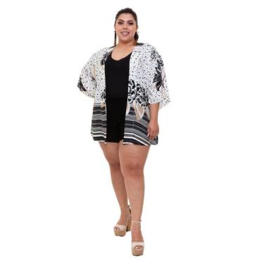 Imagem de Kimono Plus size Branco e Preto Bela - Mais na Moda Plus, 44