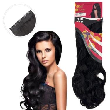 Imagem de Aplique Cabelo Tic-Tac Fibra Orgânica Weng 70 cm, ONDULADO - castanho 