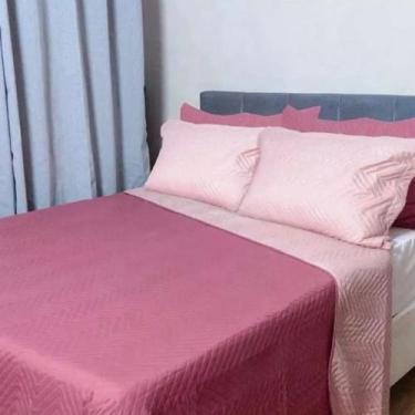 Imagem de Colcha Solteiro Dupla Face Cobre Leito 1.50 x 2.30 Camesa, Rosa