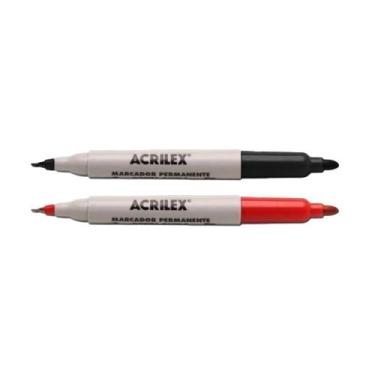 Imagem de Kit Marcador permanente ponta dupla 2 un preto e vemelho Acrilex