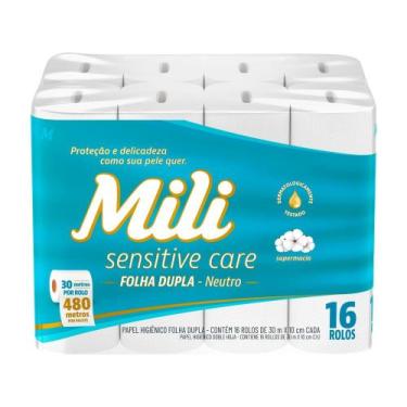 Imagem de Papel Higiênico Folha Dupla Mili Sensitive Care 16 rolos 30m