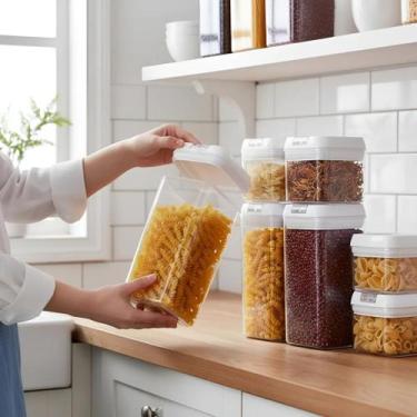 Imagem de Kit 7 Potes Herméticos Acrílico Organizador Geladeira Cozinha Promoção