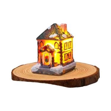 Imagem de Mini Casa De Natal Em Resina Com Luzes LED, Figurinha De Vila Natalina