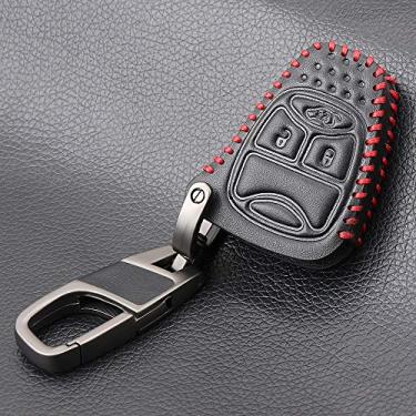 Imagem de WSWJDW Couro Car Key Case Cover Chaveiro Ring Key Bag, apto para Dodge JCUV Jeep Compass Grand Cherokee Patriot Pacifica Chrysler 300C