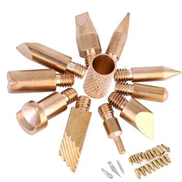 Imagem de Pontas para caneta de queima de madeira, 23 peças de estêncis de ferro de solda pirografia de ferro de solda, kit de ferramentas de entalhe em latão, conjunto de pontas para queima de madeira para artesanato "faça você mesmo"
