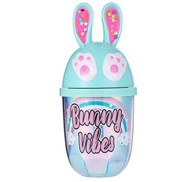 Imagem de Copo de viagem de pata de gato com canudo rosa copo de festa copo de gelo congelado caneca presente para aniversário (coelho vibes azul P, 350 ml)