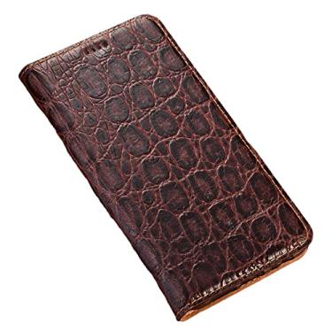 Imagem de Capa carteira para Google Pixel 6/6 Pro, capa carteira flip de couro legítimo com suporte para cartão de recurso em pé, capa magnética para celular, marrom 2,6 16,3 cm