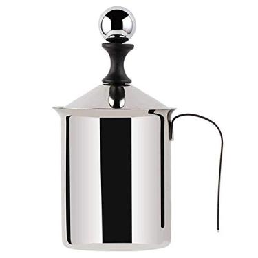 Imagem de Espumador de leite manual de aço inoxidável com bomba de mão, creme de malha dupla, espuma de café, espumante, caneta, 800 ml