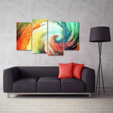 Imagem de Quadro Abstrato Tornado Colorido Escritório Tecido 4 Peças 1